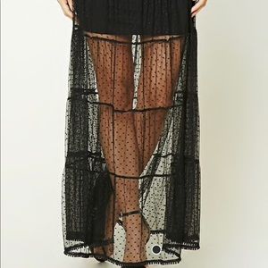 Mesh polka dot maxi skirt